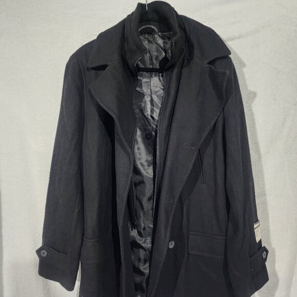 NWT Jf j.ferrar men’s wool bland pea coat black medium - Picture 3 of 9